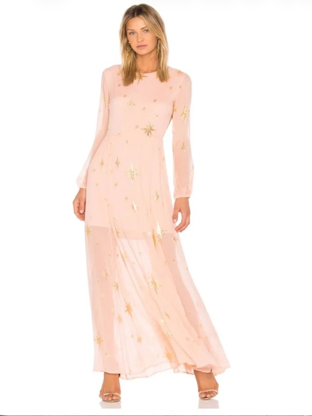 Gilded Star Maxi Dress in Rose Gold FOR LOVE & LEMONS XS Color: Rose Gold